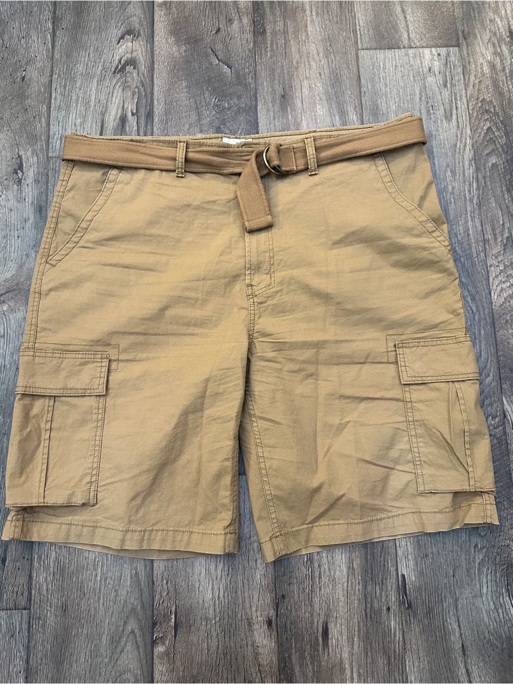 Mutual Weave Belted Cotton Cargo Shorts Men’s Size 40 Tall Brown